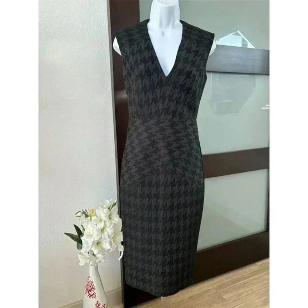 SuiStudio Women's Black Houndstooth Sheath Dress Size 34